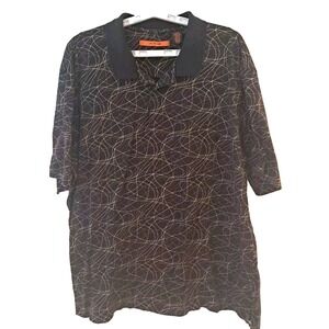 AX:S Polo Shirt Men's XXL Black With Geometric Pattern 100% Mercerized  Cotton..